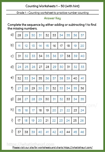 Counting Worksheets 1 50 With Hint