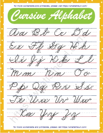 Cursive Alphabet Printable In High Quality Chart PDF