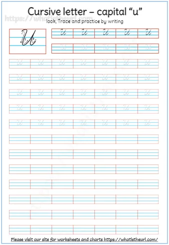 Cursive Capital Letter U Worksheet