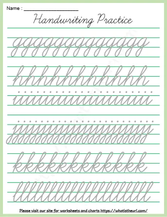 Cursive Handwriting Practice Worksheet Alphabets A Z