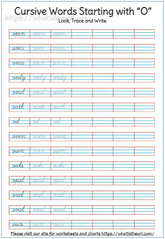 Cursive Words Starting With O