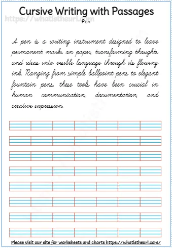 Cursive Writing With Passages