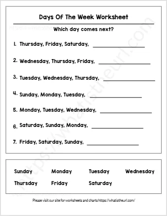 Days Of The Week Worksheet