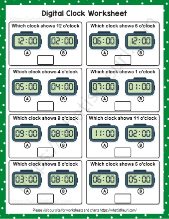 Which Clock Shows 1 O'clock
