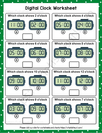 Digital Clock Worksheet Exercise 3