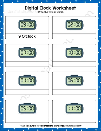 Digital Clock Write The Time In Words Exercise 1