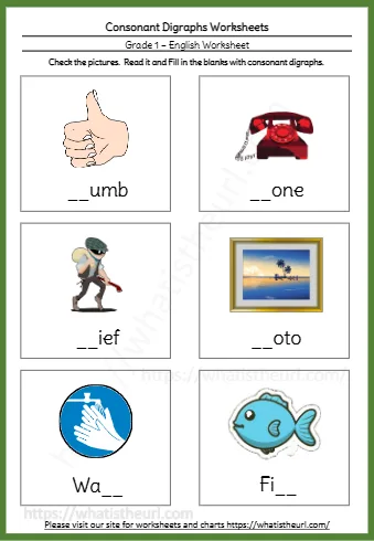 Consonant Digraphs Worksheet 01