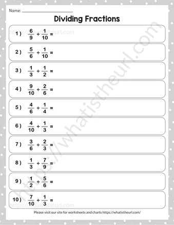 Dividing Fractions Worksheets - 4th, 5th, 6th Grade - Exercise 2