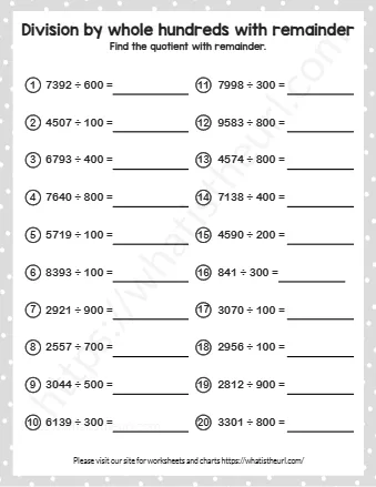 Division By Whole Hundreds With Remainder