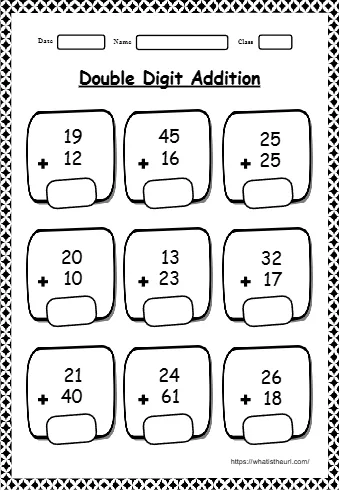 Double Digit Addition Worksheet