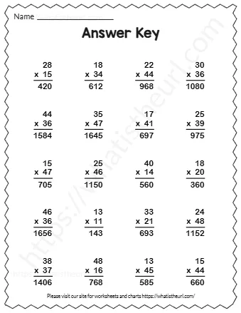 Multiply Each Number And Writ E The Answer