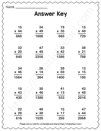Multiply Each Number And Writ E The Answer