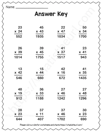Multiply Each Number And Writ E The Answer