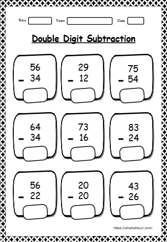 Double Digit Subtraction Worksheet