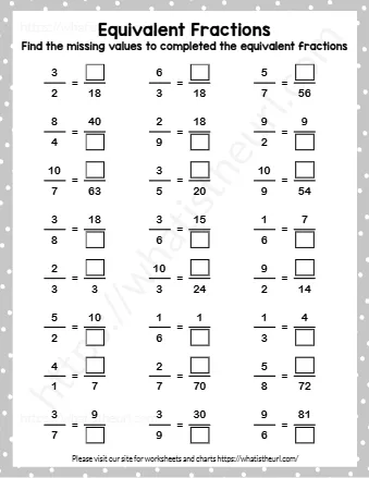 Find The Missing Values To Completed The Equivalent Fractions