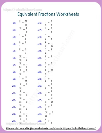 Equivalent Fractions Worksheets For Grade 3