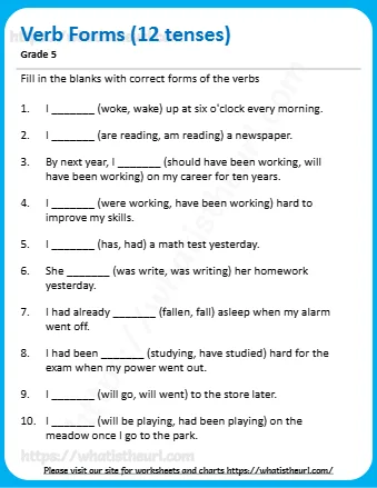 Verb Forms 12 Tenses