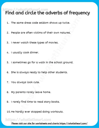 Find And Circle The Adverbs Of Frequency
