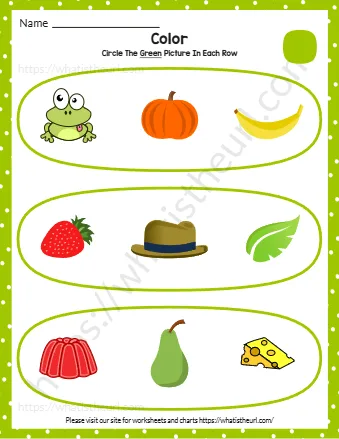 Find And Circle The Green Picture Kindergarten Worksheet