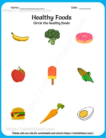 Find And Circle The Healthy Foods Grade 1