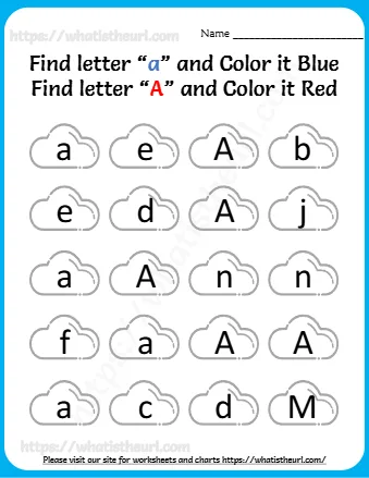 Find Letter A And Color It Blue