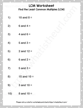 Find The Least Common Multiples Lcm