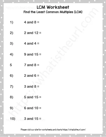 Find The Least Common Multiples Lcm