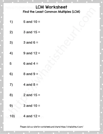 Find The Least Common Multiples Lcm