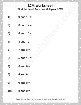 Find The Least Common Multiples Lcm