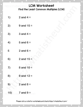 Find The Least Common Multiples Lcm