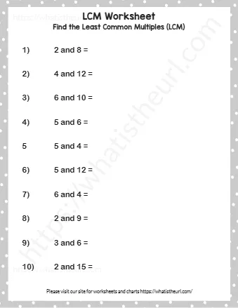 Find The Least Common Multiples Lcm
