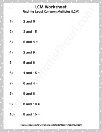 Find The Least Common Multiples Lcm
