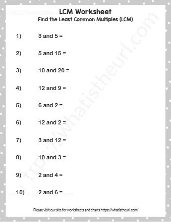 Find The Least Common Multiples Lcm