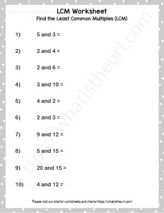 Find The Least Common Multiples Lcm