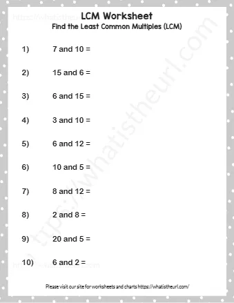 Find The Least Common Multiples Lcm