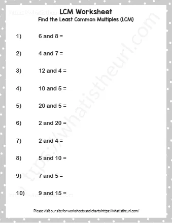 Find The Least Common Multiples Lcm