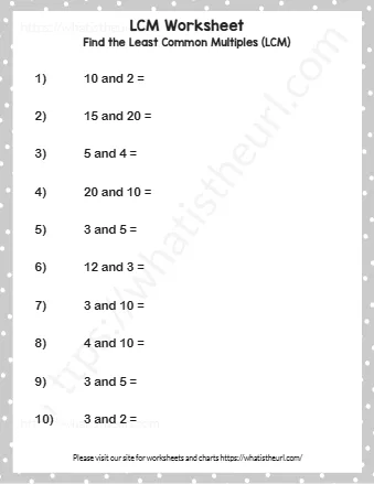 Find The Least Common Multiples Lcm