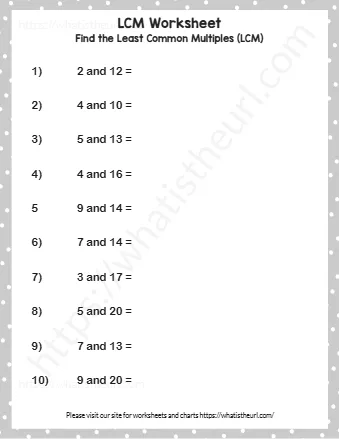 Find The Least Common Multiples Lcm