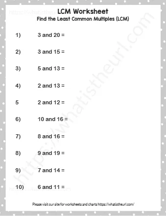 Find The Least Common Multiples Lcm