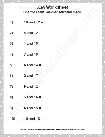 Find The Least Common Multiples Lcm