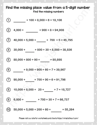 Find The Missing Place Value From A 5 Digit Number