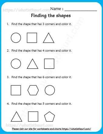 Find The Shape That Has 3 Corners And Color It