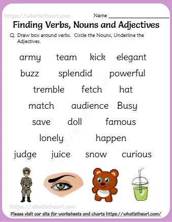 Find The Verbs Nouns& Adjectives