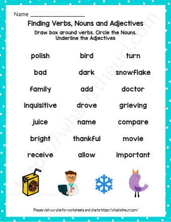 Finding Verbs Nouns And Adjectives