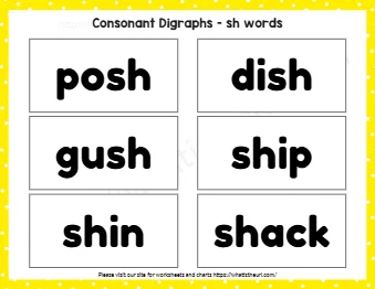 Consonant Digraphs Sh Words