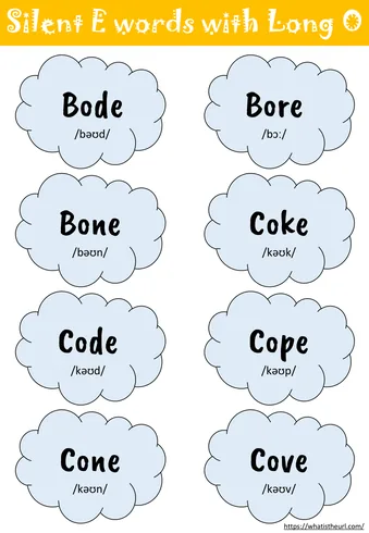 Flashcard on Silent "E" Words with Long "O"