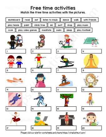 Match The Free Time Activities With The Pictures