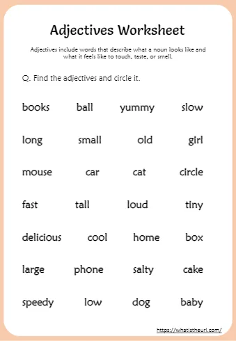 Adjective Worksheets For 1st Grade