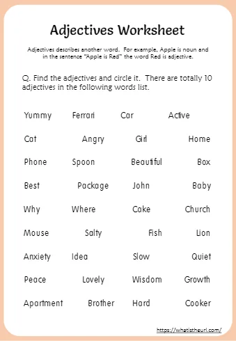 Find and Circle Adjectives (Set 1)