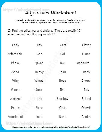 Find and Circle Adjectives (Set 2)